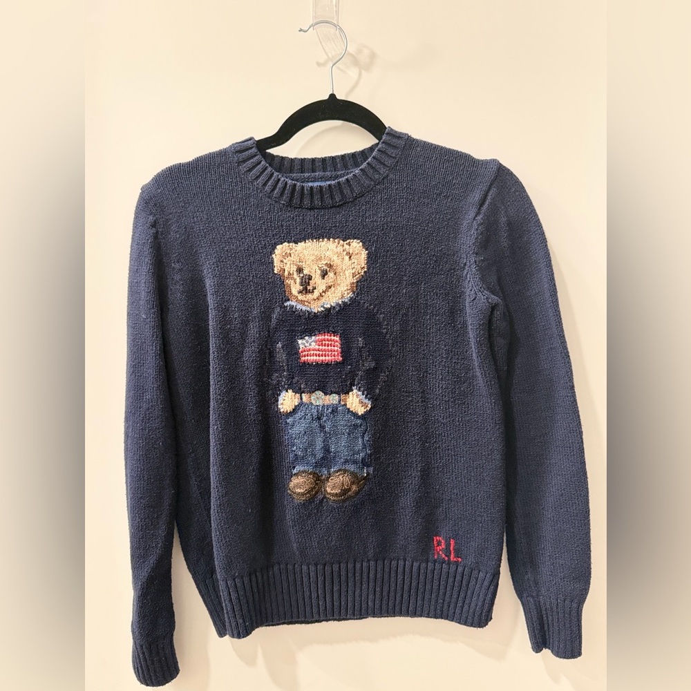 Ralph Lauren Blue Sweater with Bear Design